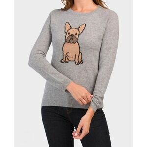Philosophy Gray 100% Cashmere French Bulldog Sweater Dog Critter Kawaii Sz L
